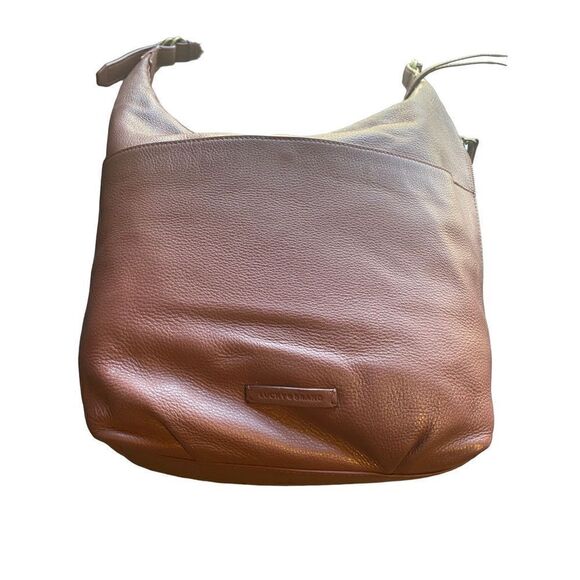 Lucky Brand brown leather over the shoulder  large hobo bag rare - Picture 13 of 16